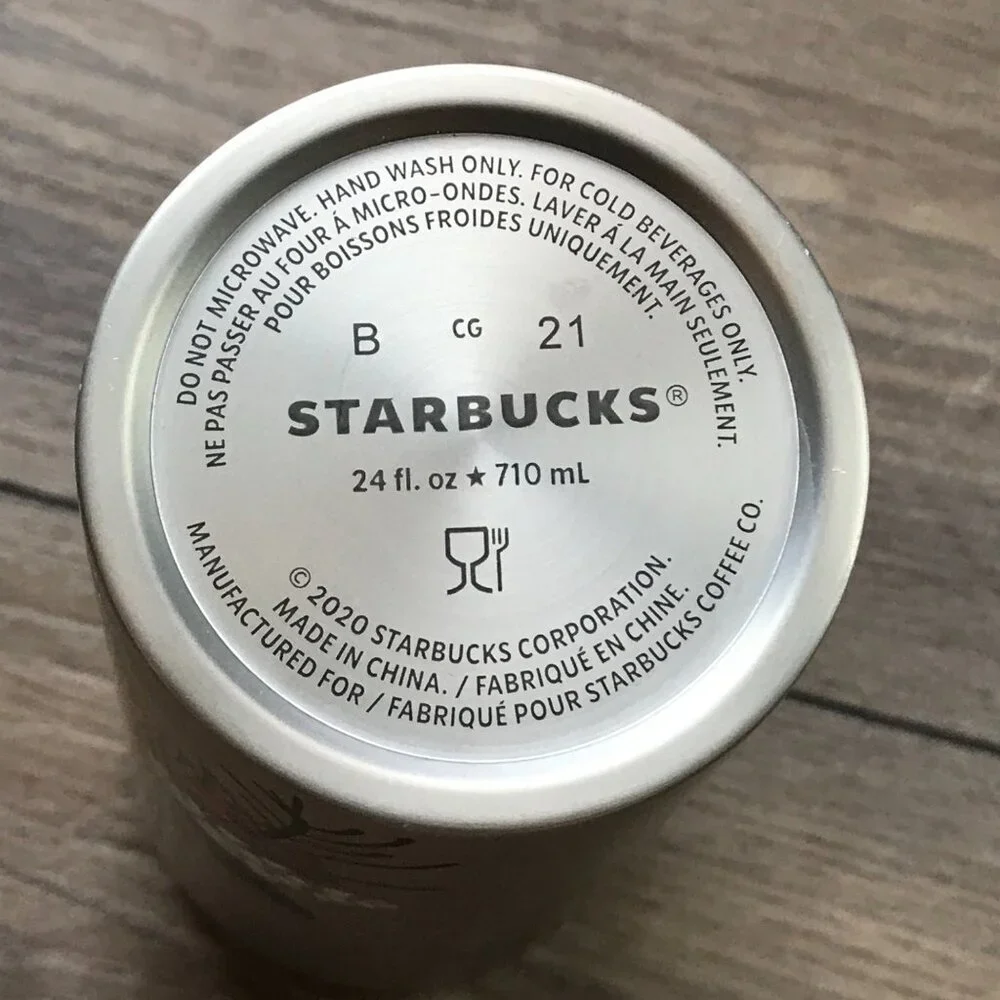 Starbucks 2021 HOLIDAY Pinecone‎ Berry Metallic Stainless Steel Tumbler 24 Oz.